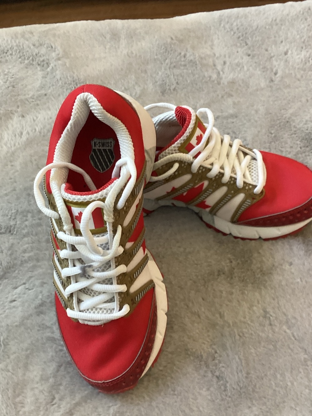 K-Swiss Red White Tan Athletic Sneakers